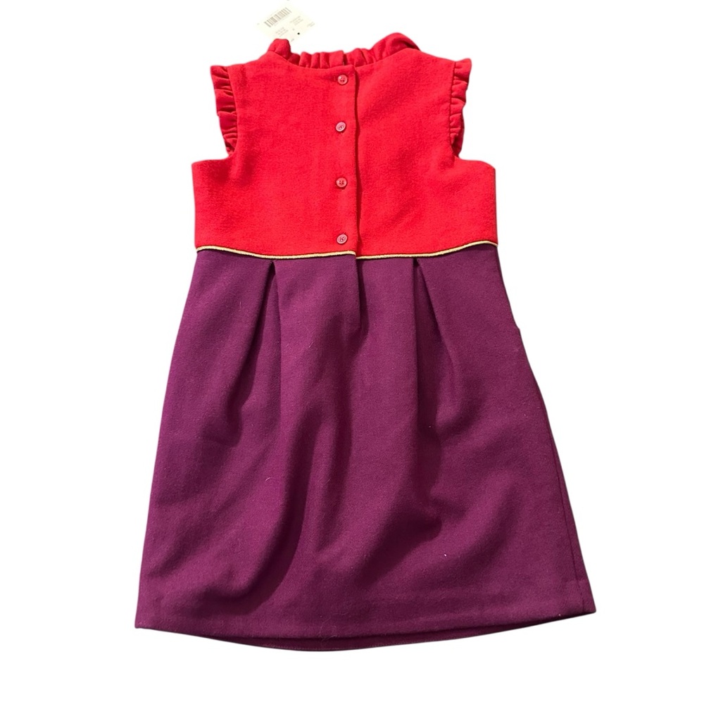 Janie And Jack Belle Of The Ballet Dress Girl’s 4 Red Purple Wool Blend Pockets - Picture 2 of 11